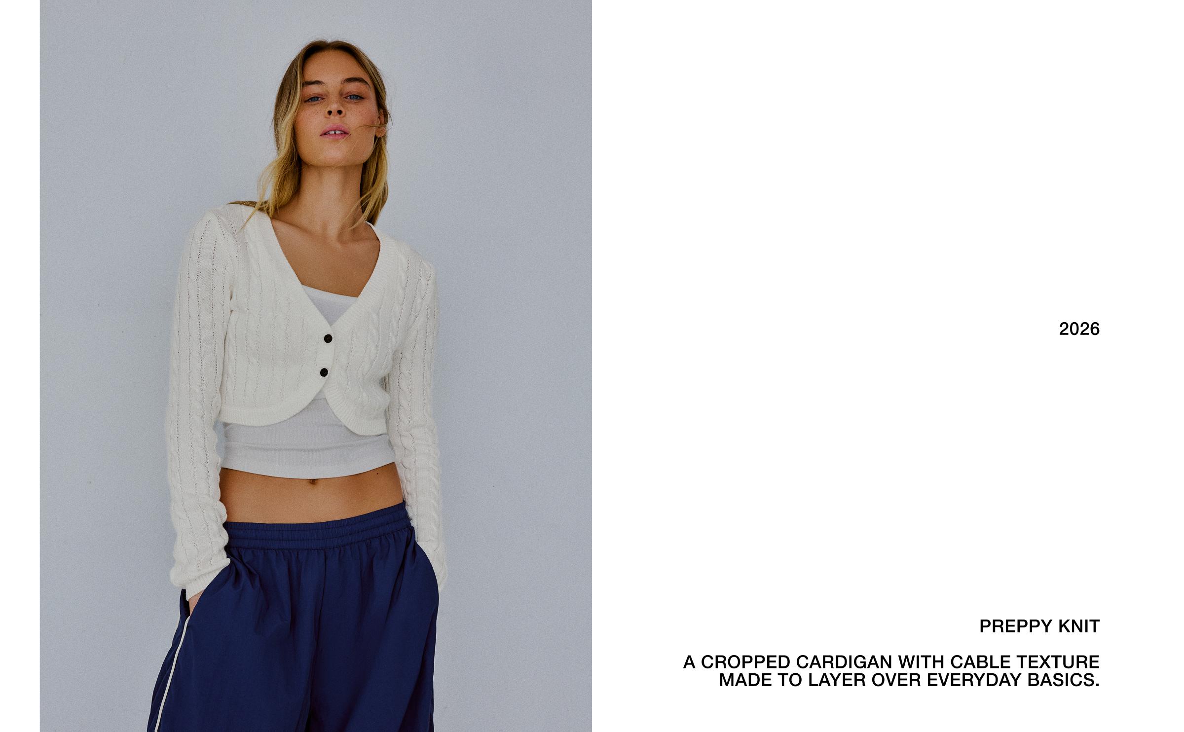 Cropped cable-knit cardigan — Cream
