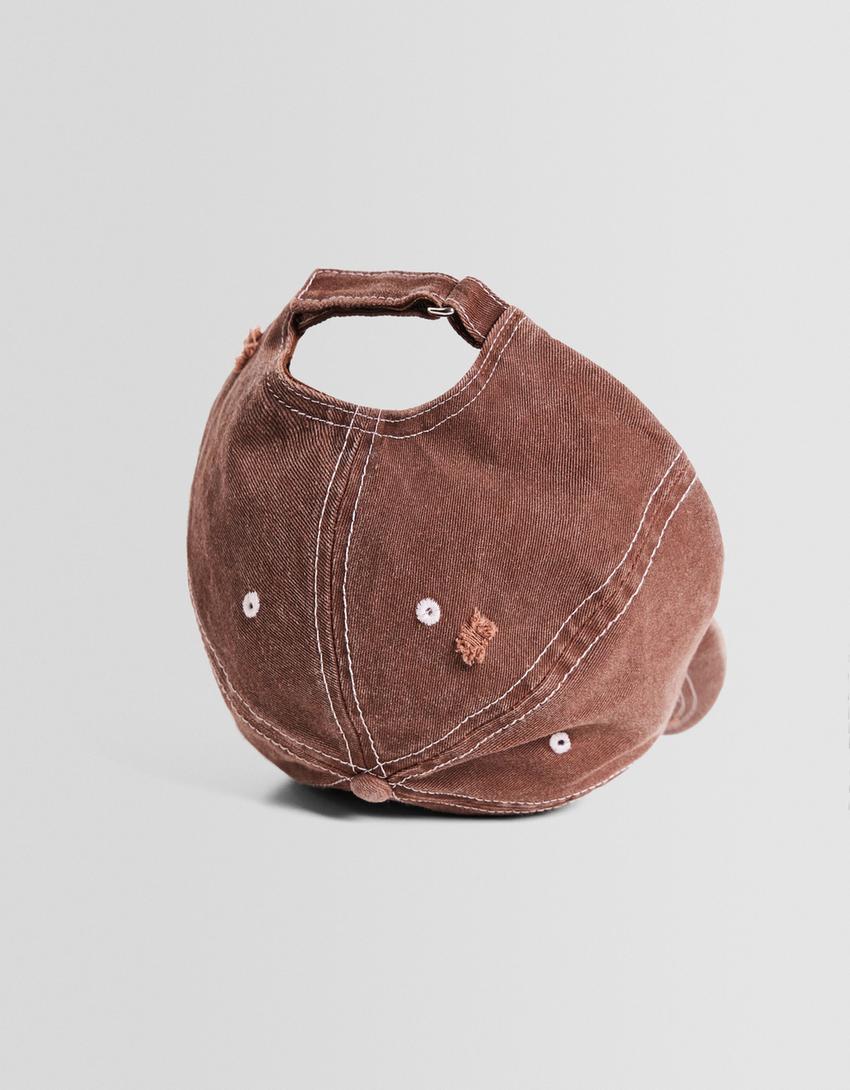 Casquette effet délavé broderie-Marron-2