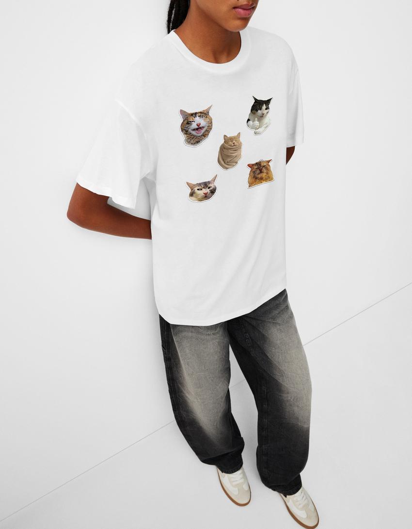 Camiseta manga corta oversize print-Blanco roto-4
