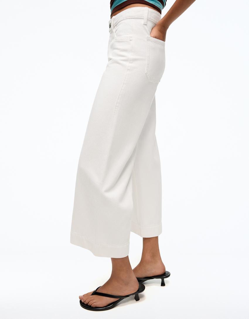 Jeans wide leg cropped-Crudo
