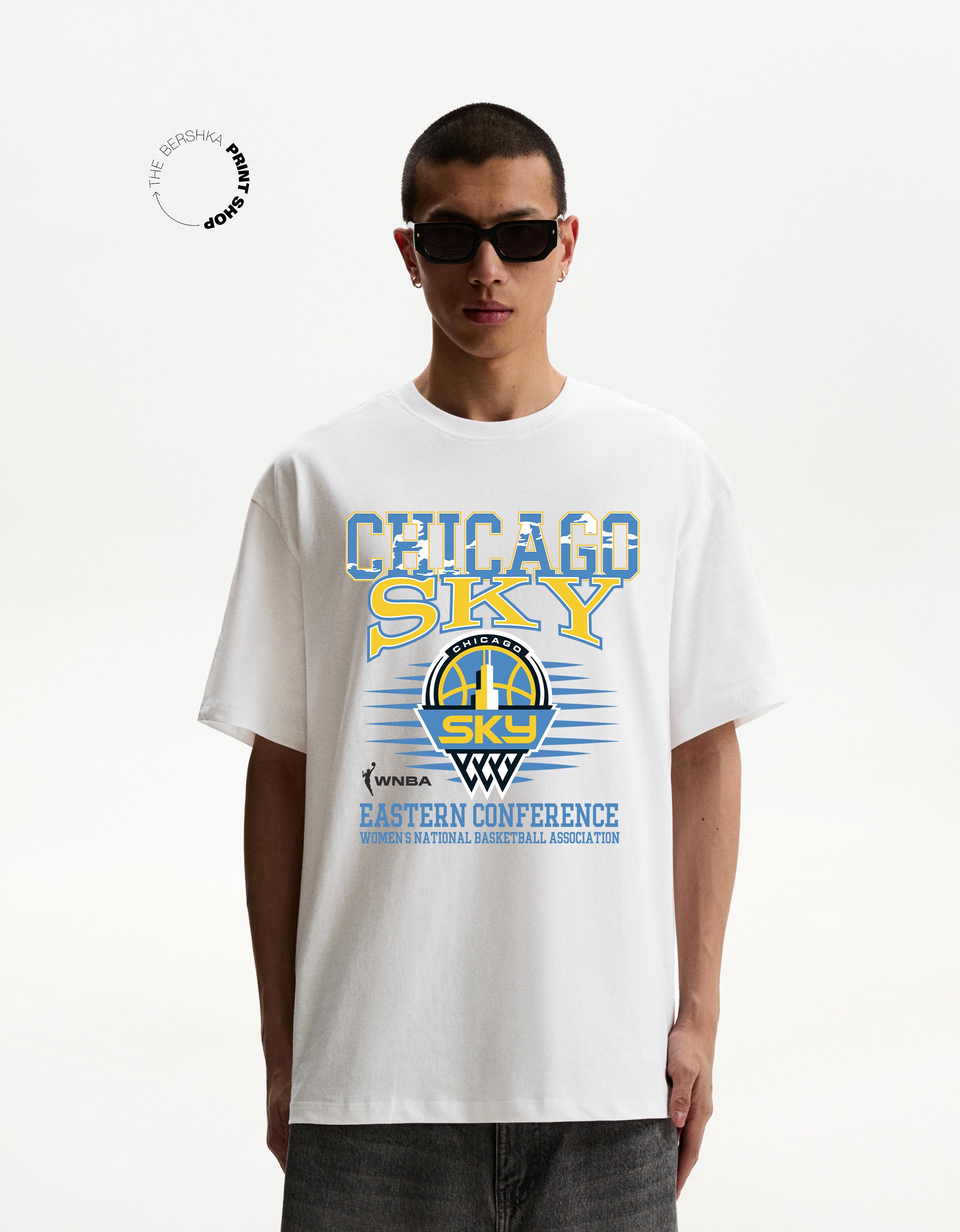 Bershka Wnba Chicago Sky T-Shirt Mit Kurzen Ärmeln Herren Xl Weiss