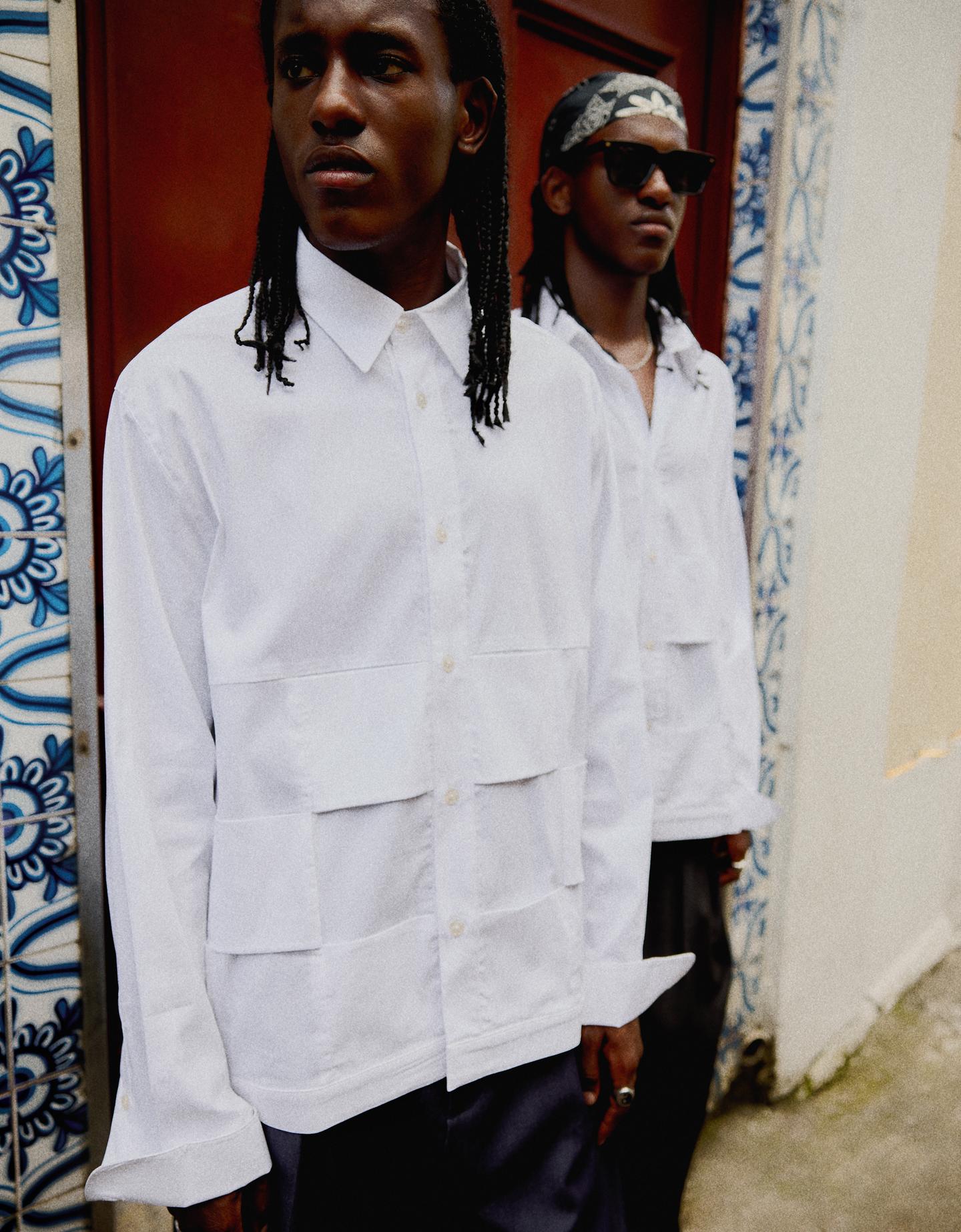 Bershka Camicia Maniche Lunghe Boxy Fit A Rilievo Uomo M Bianco