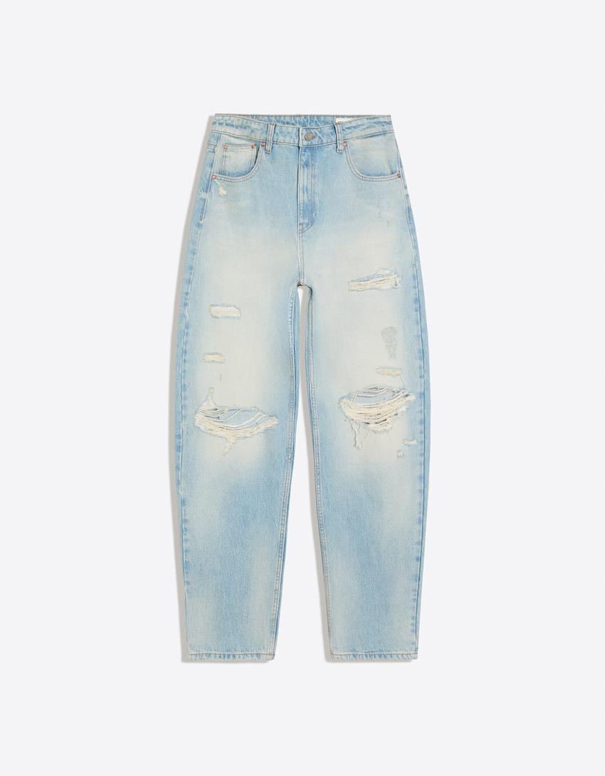 Jeans loose rotos-Azul claro