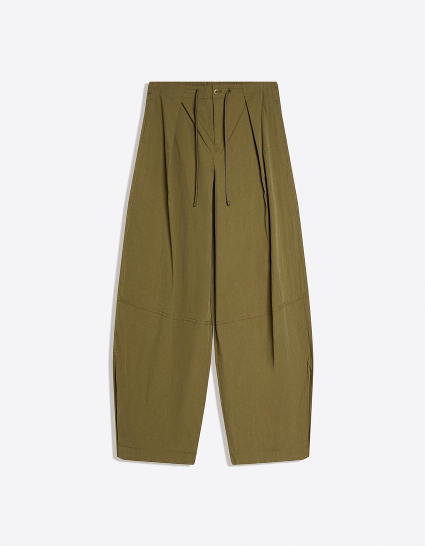 Pantaloni tecnici con pieghe-Kaki