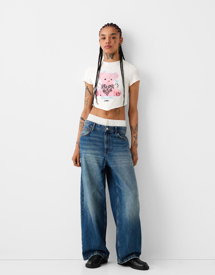 Short sleeve T-shirt with print-Cream-3