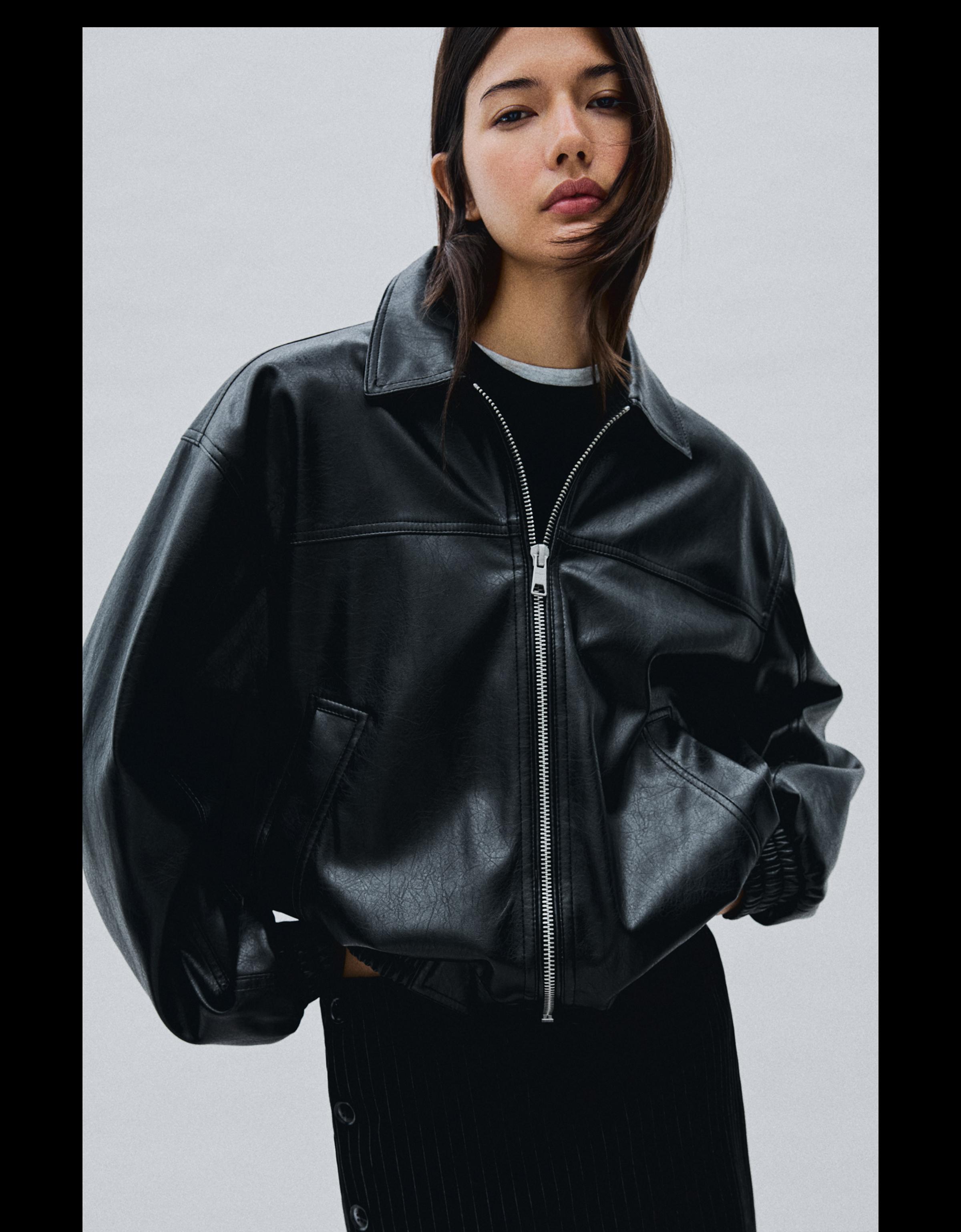 Leather effect jacket — Black