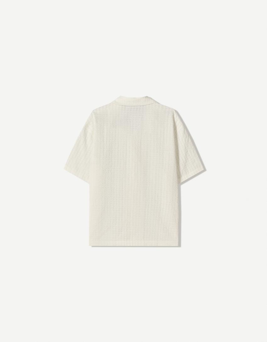 Embroidered short sleeve shirt-White