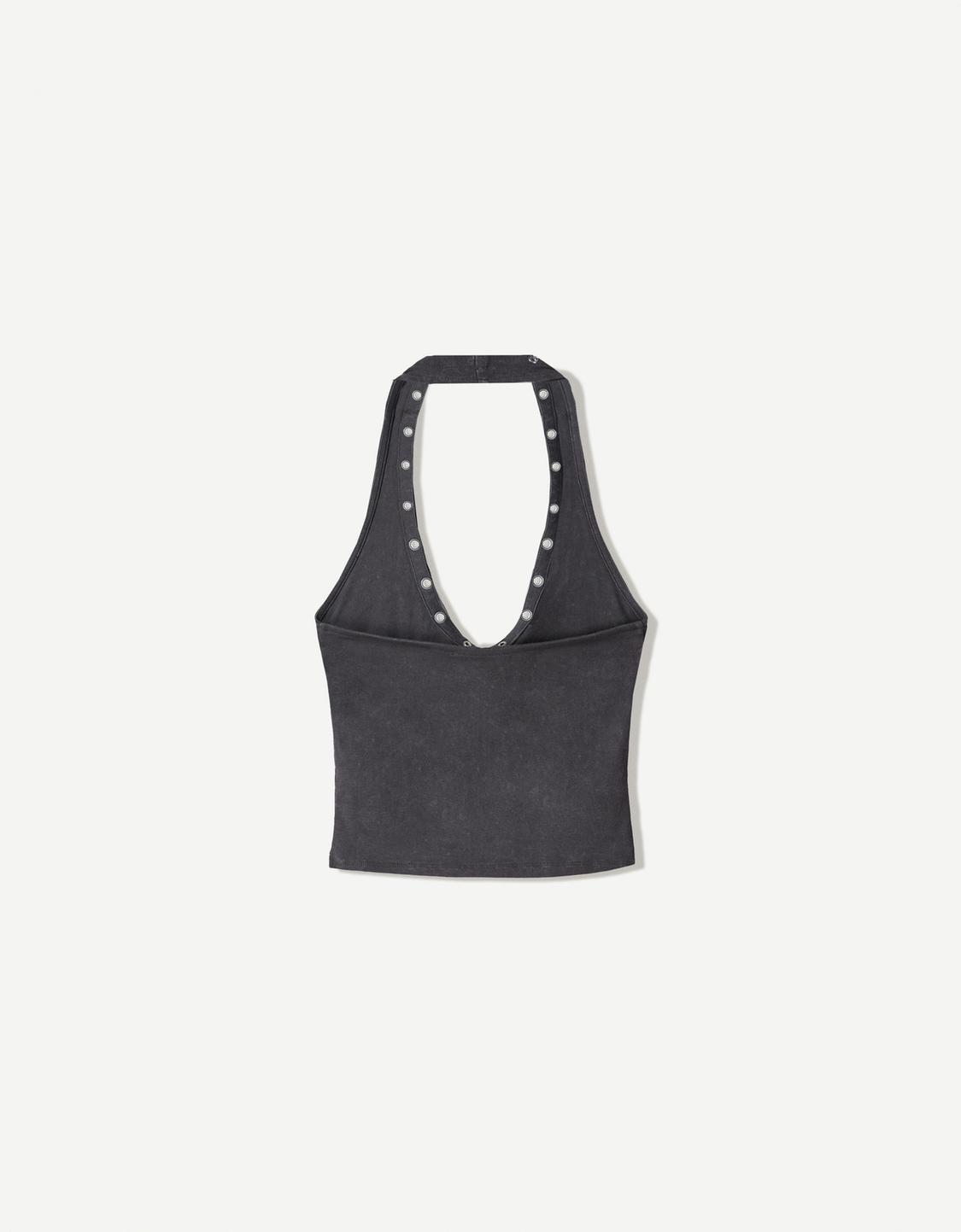 Halter top with eyelets