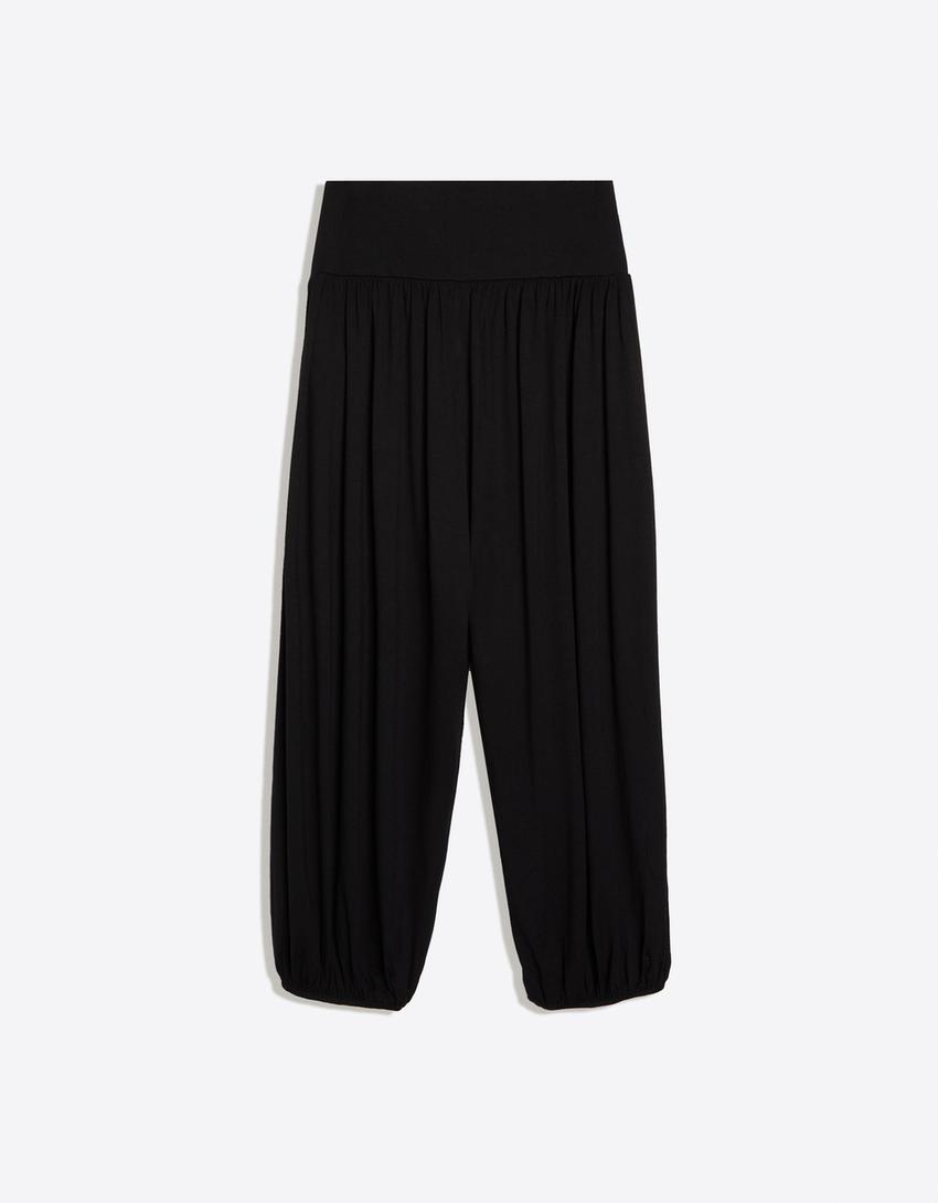 Pantalon balloon à ceinture-Noir