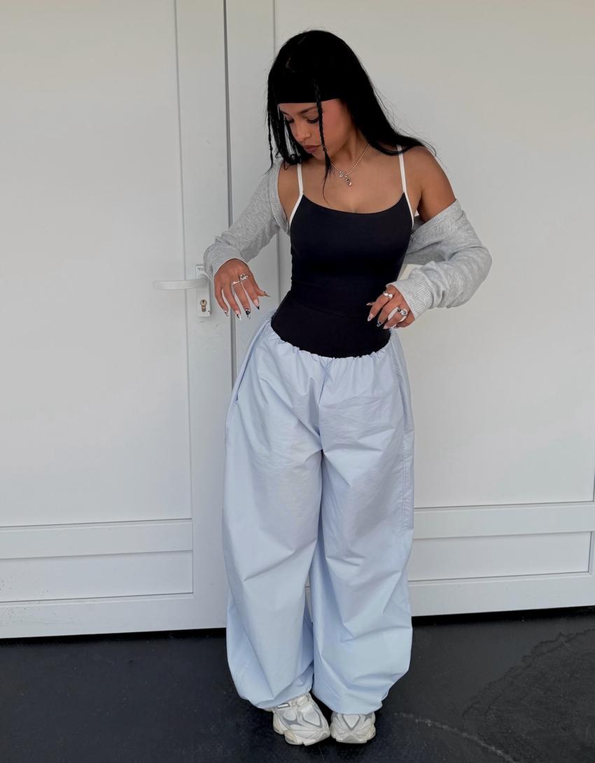 Technical parachute trousers-Sky blue