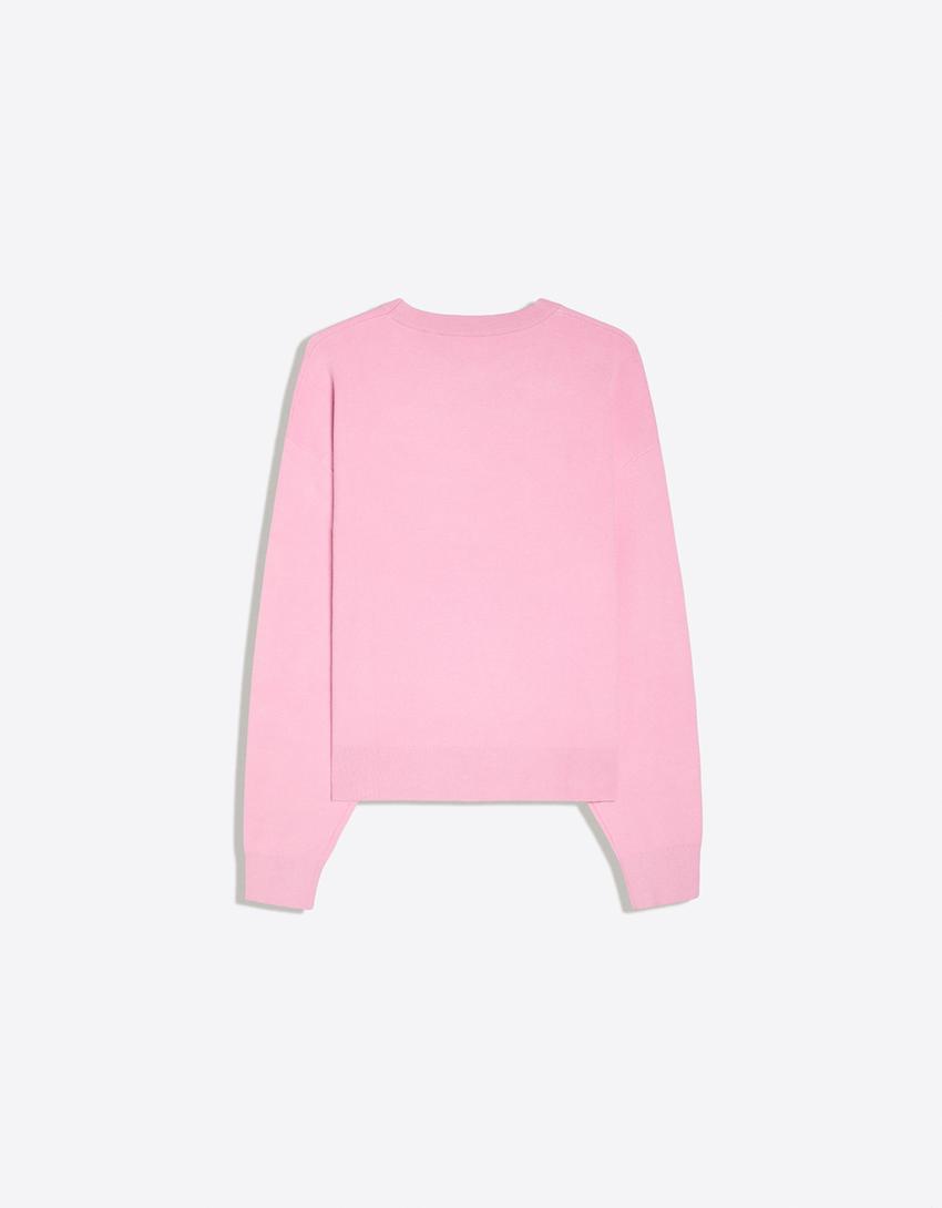 Jersey cuello redondo print-Rosa