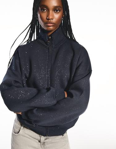 Shimmery zip-up sweatshirt