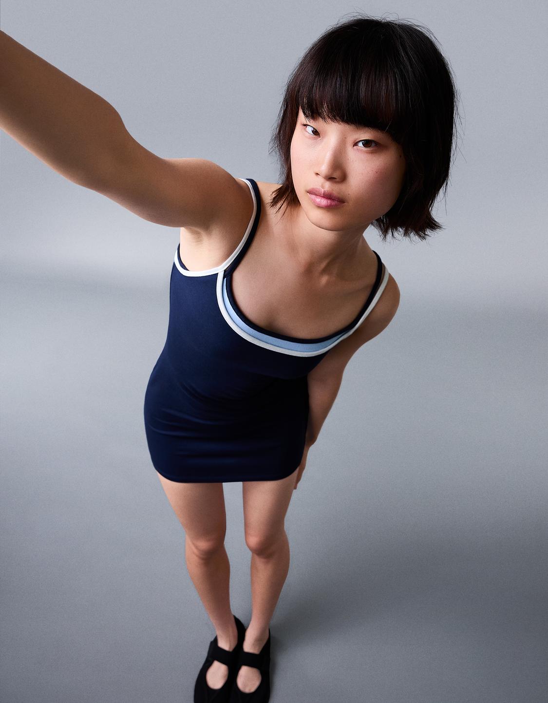 Mini dress with contrast straps