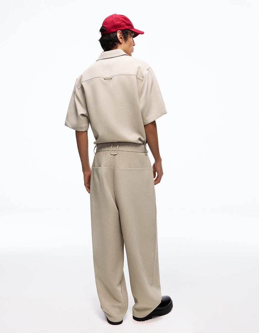 Super baggy tailored trousers-Stone