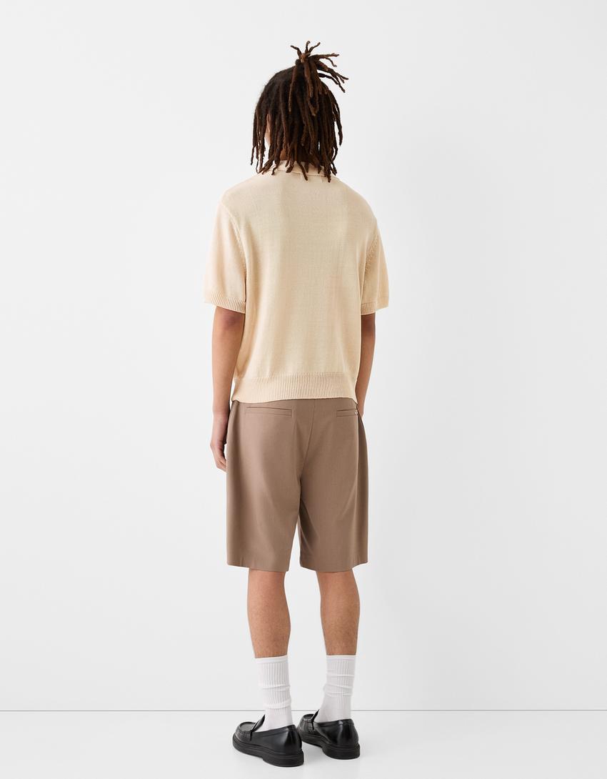 قميص بولو بأكمام قصيرة وملمس بارز-رملي-1