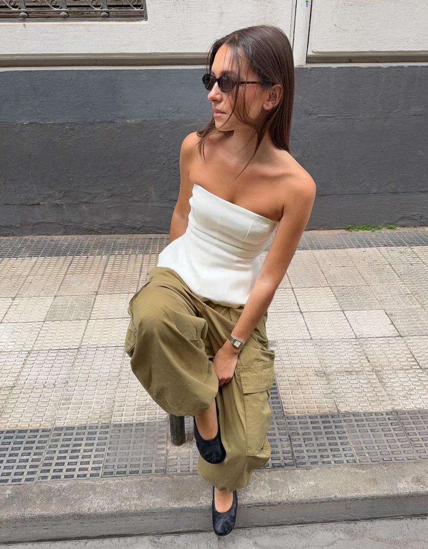 Top bustier lazo espalda-Blanco