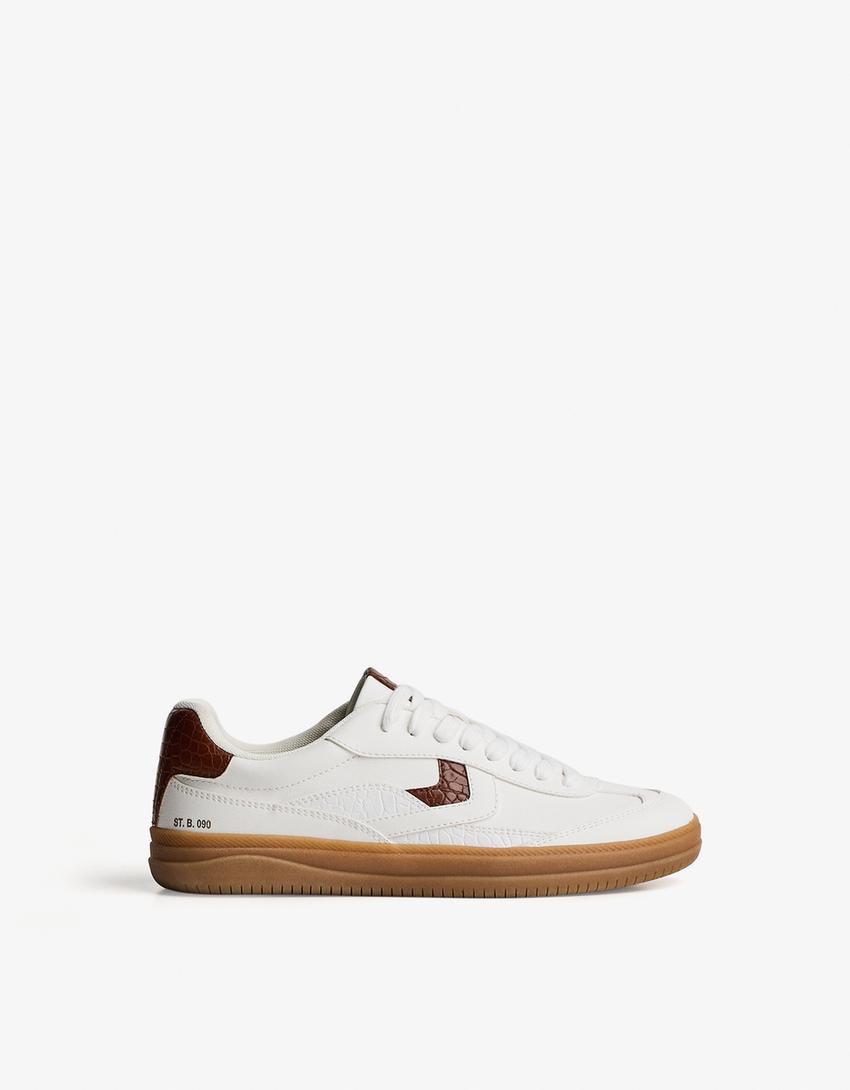 Retro sneakers with animal print details-WHITE-0
