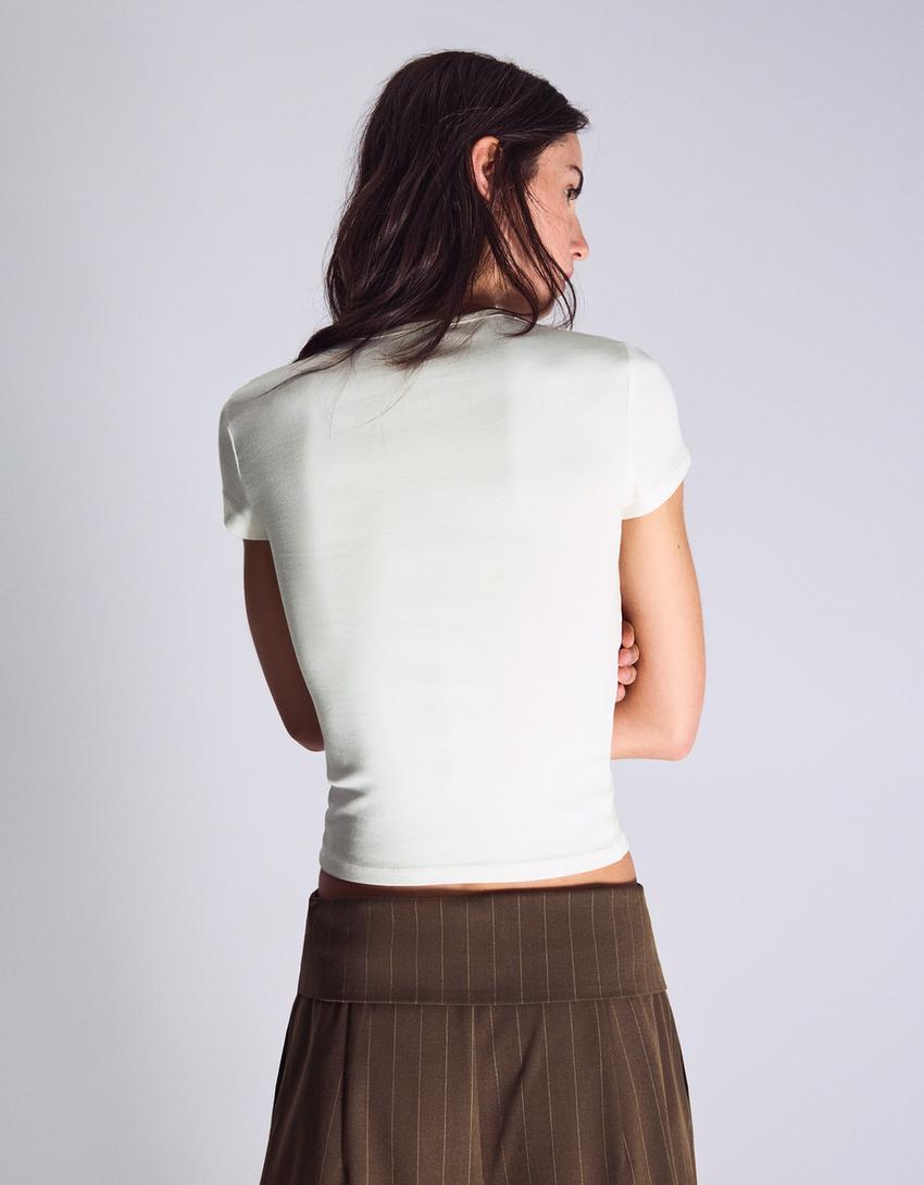 Camiseta manga corta print-Blanco roto