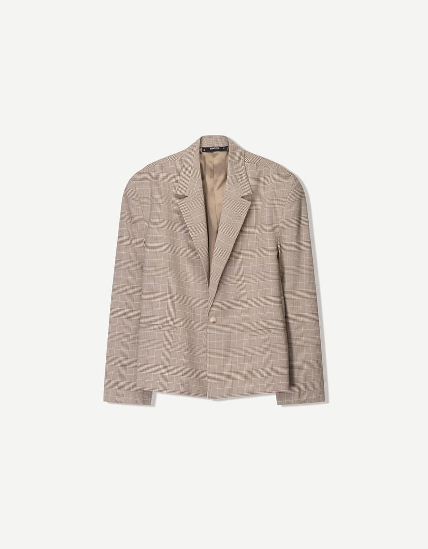 Plaid blazer-Sand-5