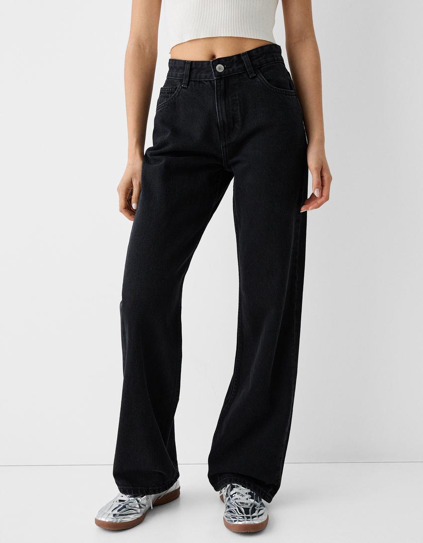 Wide-leg ’90s jeans-Black-1