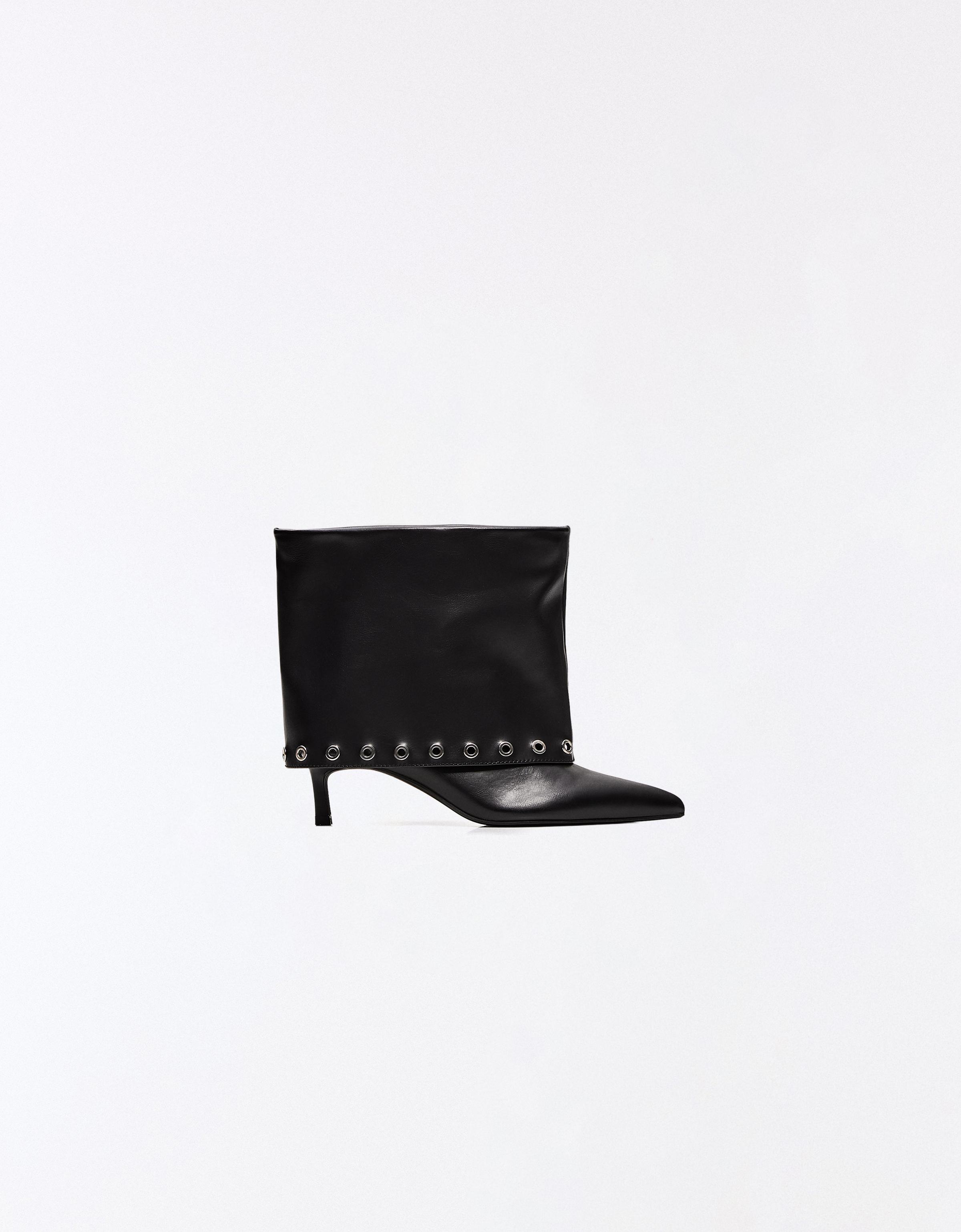 STUDDED TROUSER HEEL ANKLE BOOTS — BLACK