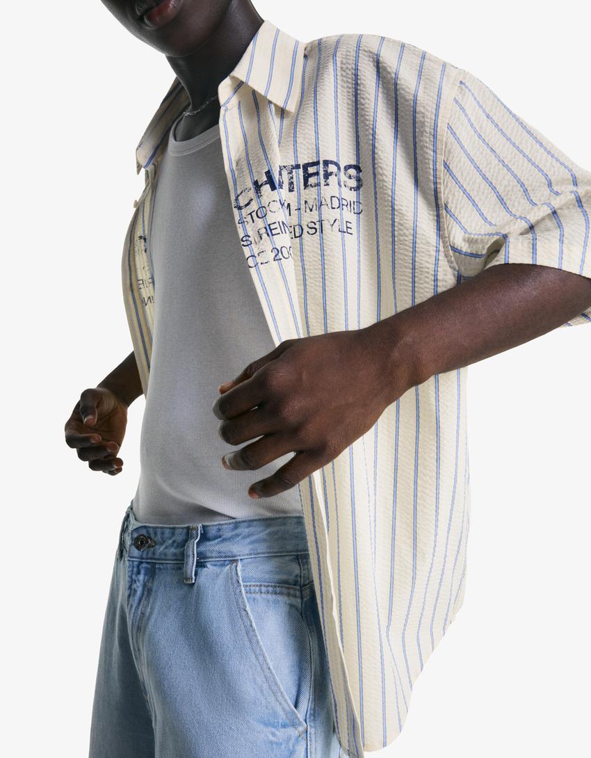 Camisa manga corta oversize print-Blanco roto-2