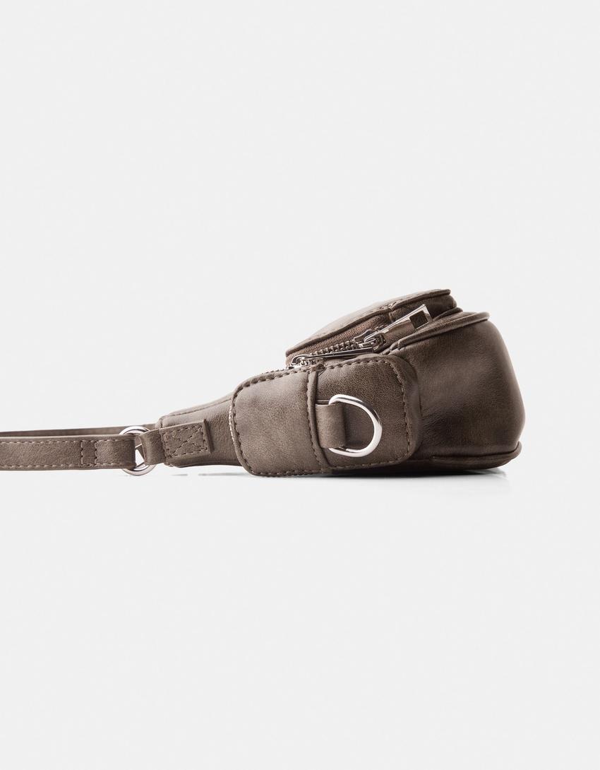 Multi-pocket shoulder bag-Dark grey