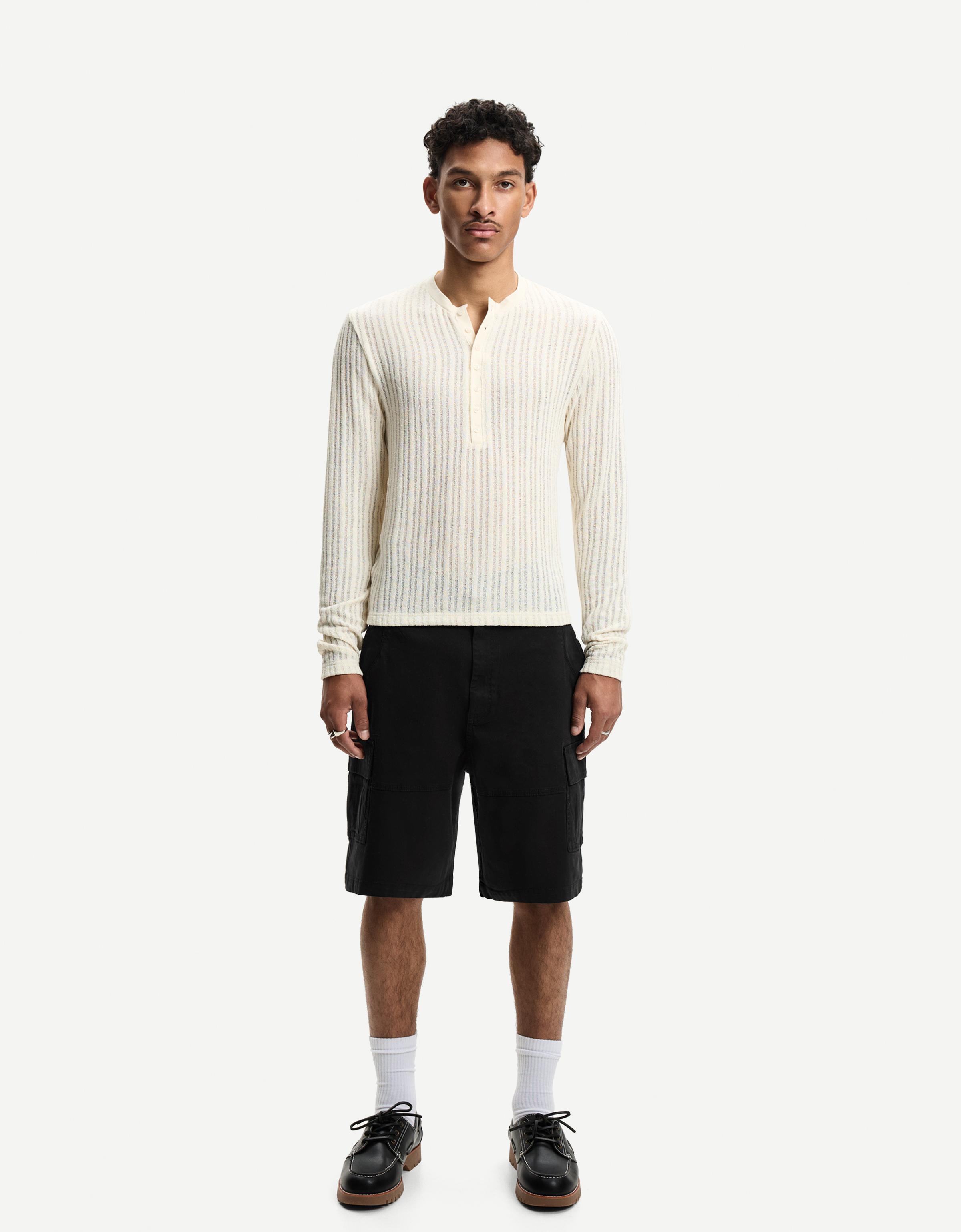 Bershka Cargo-Bermudas Herren 40 Schwarz