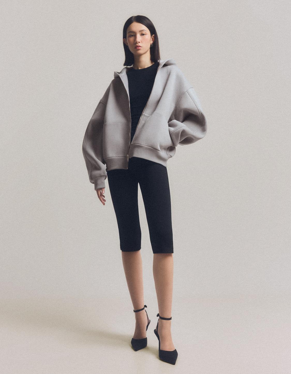 Bluza oversize z kapturem i suwakiem