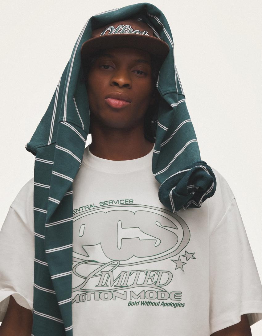 Boxy print short sleeve T-shirt-White