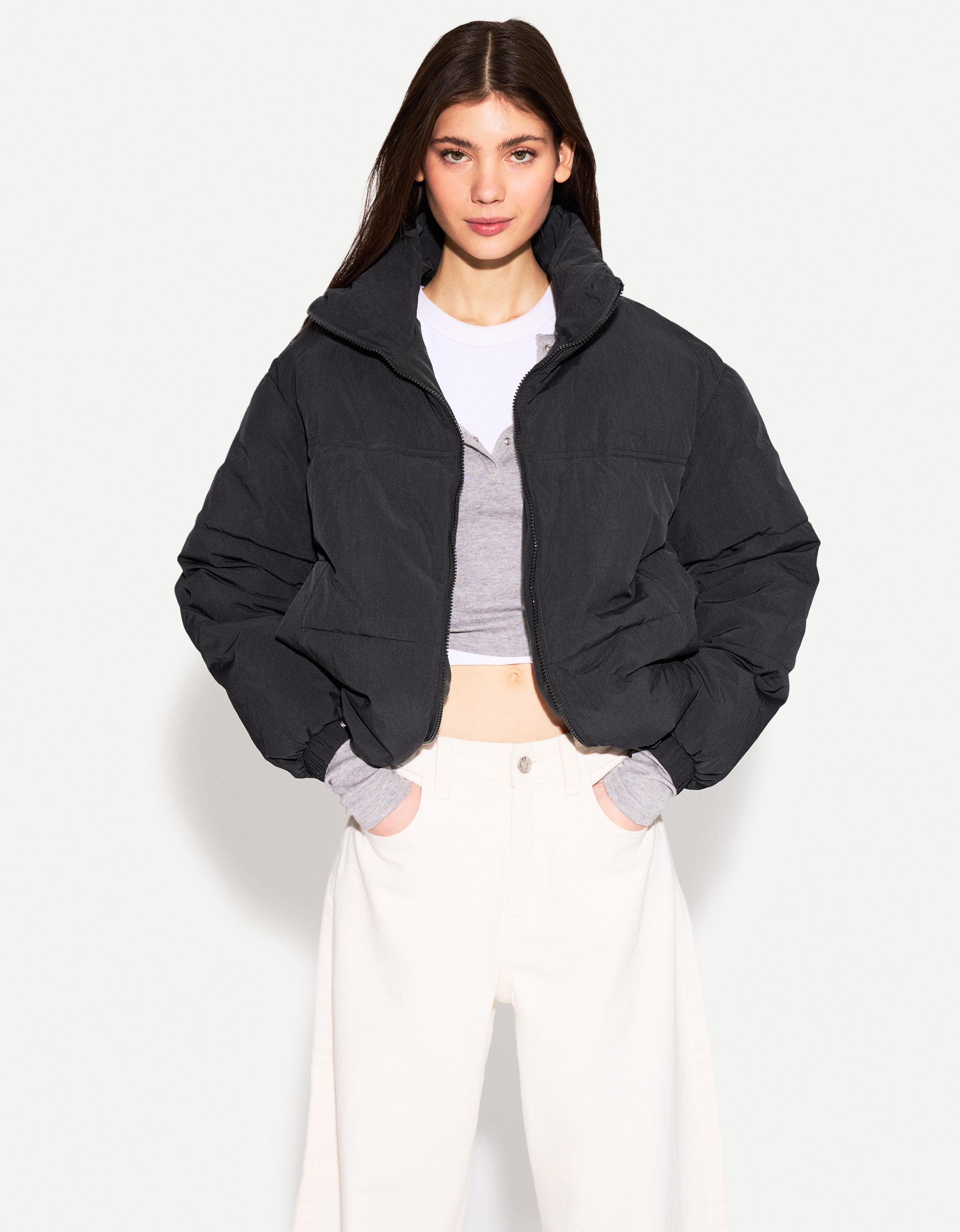 Bershka Puffjacke Damen S Schwarz