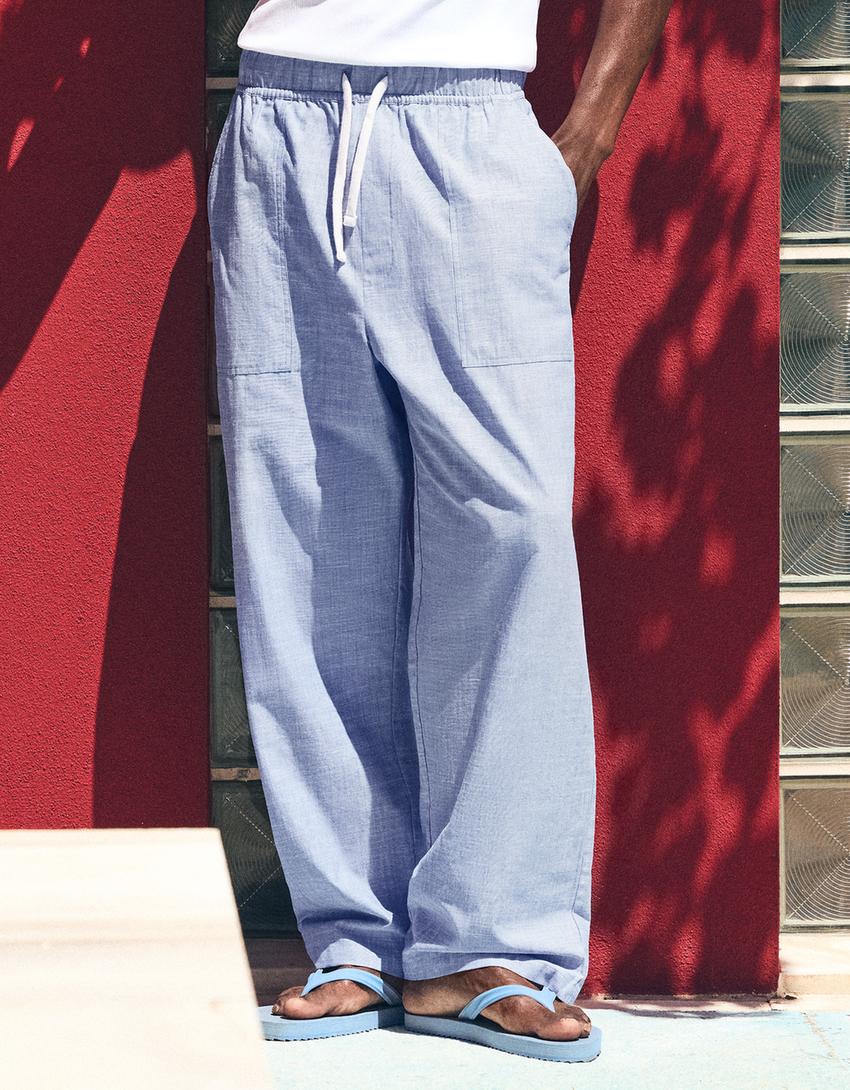 İşlemeli akışkan baggy pantolon - Görsel 4