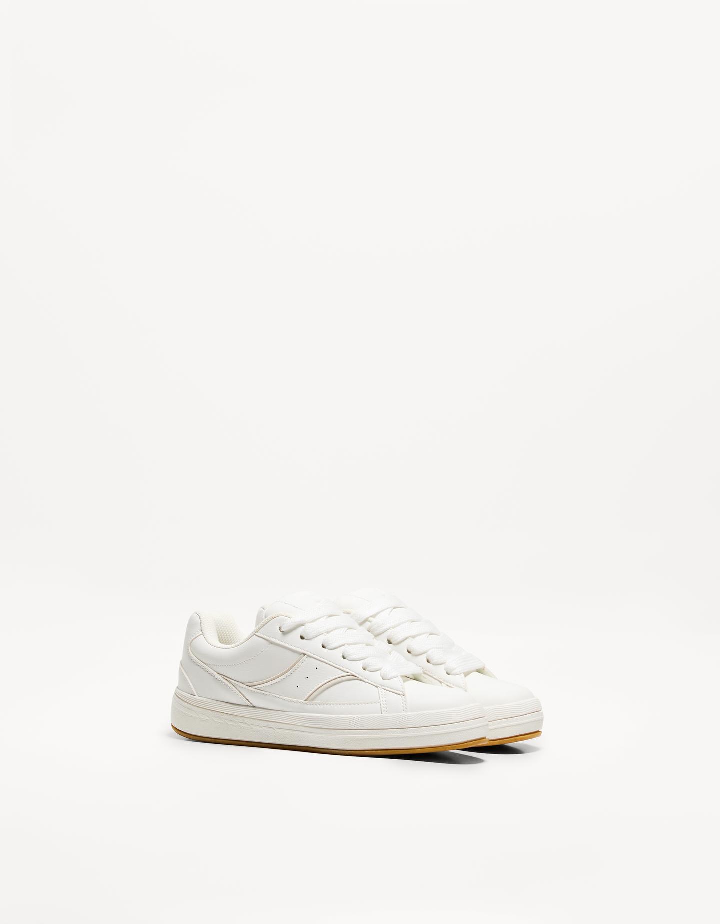 Bershka Zapatilla Skate Mujer 36 Blanco