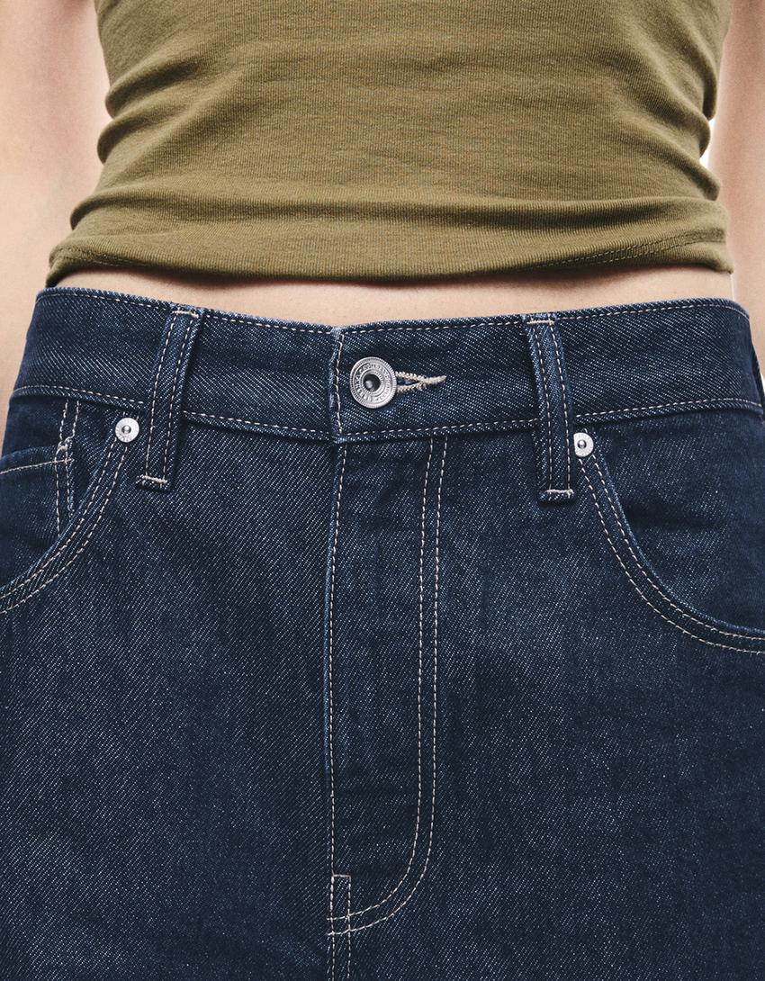 Roll-up baggy jeans-Navy