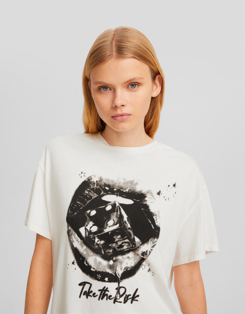 T-shirt manga curta estampado-Branco-2