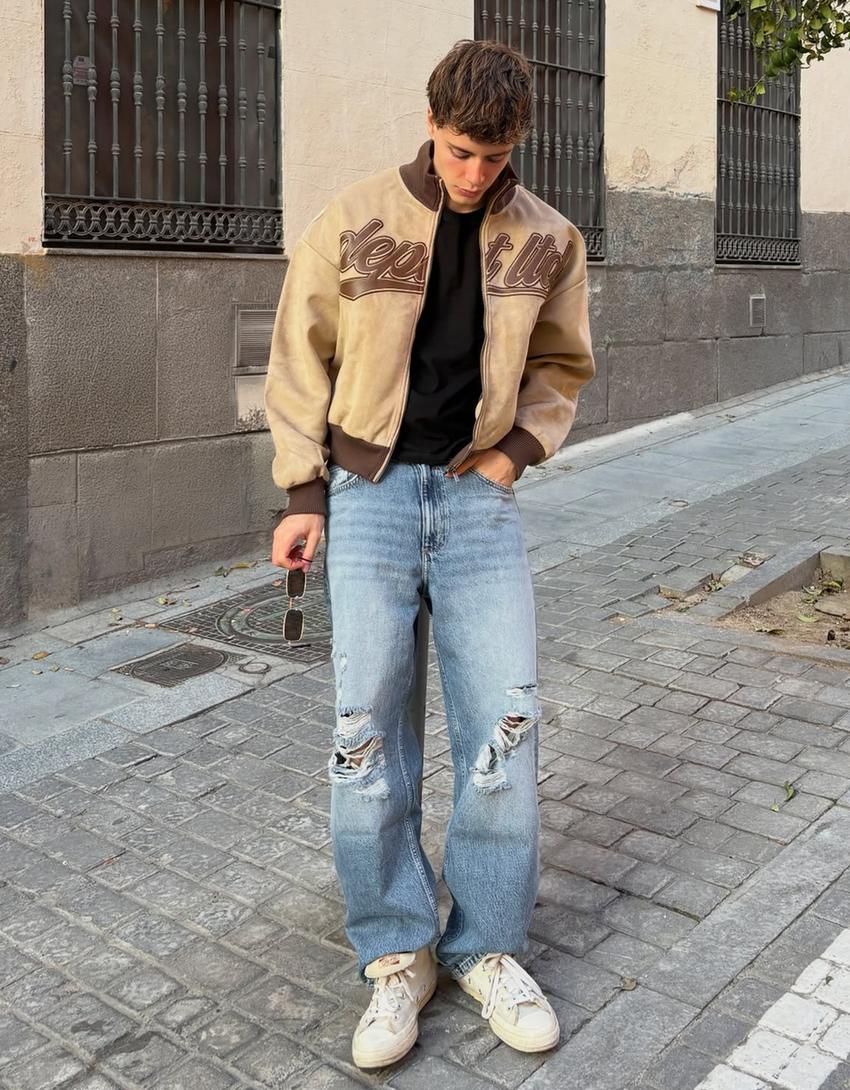 Ripped baggy jeans-Blue