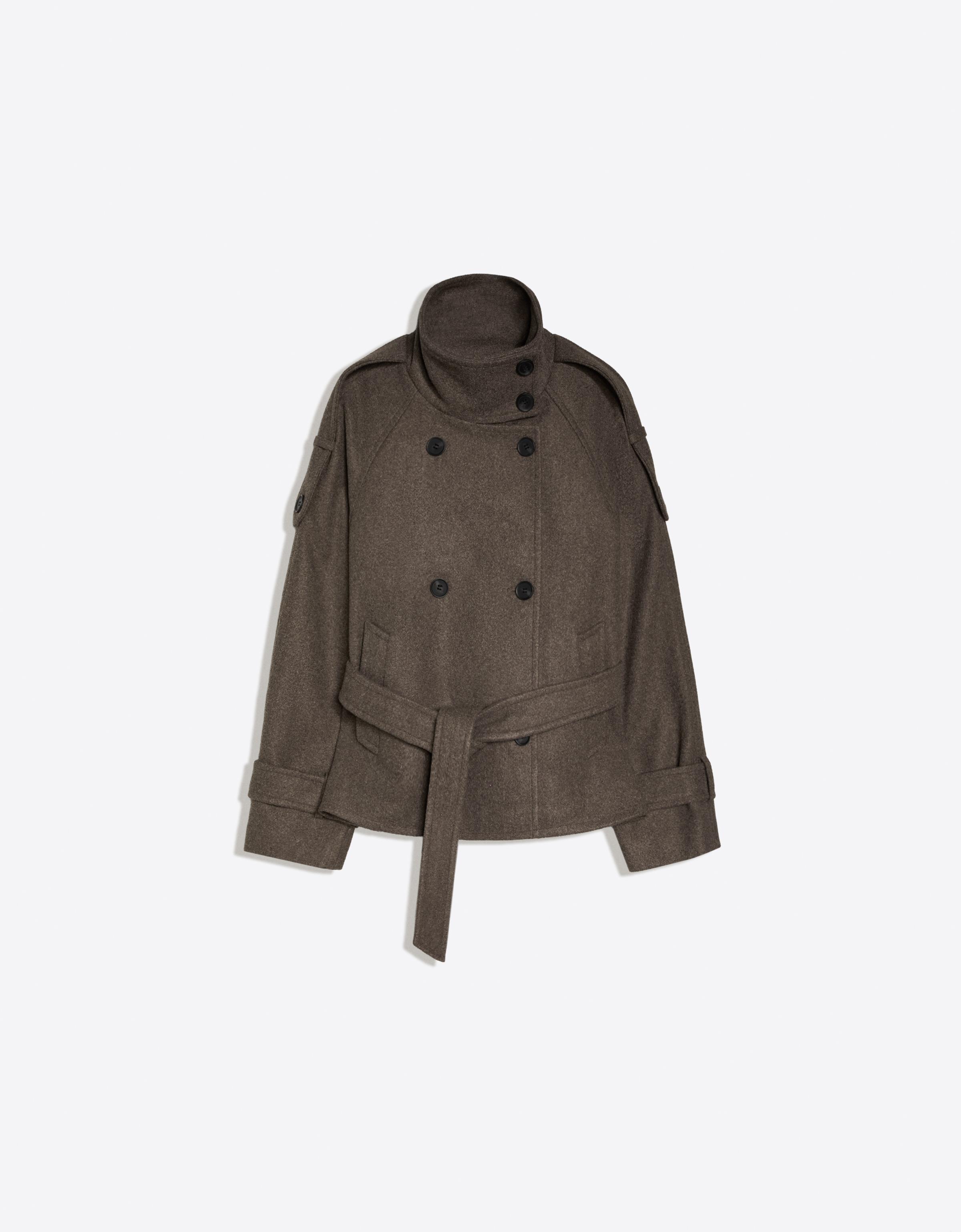 Funnel neck trench jacket — Sand