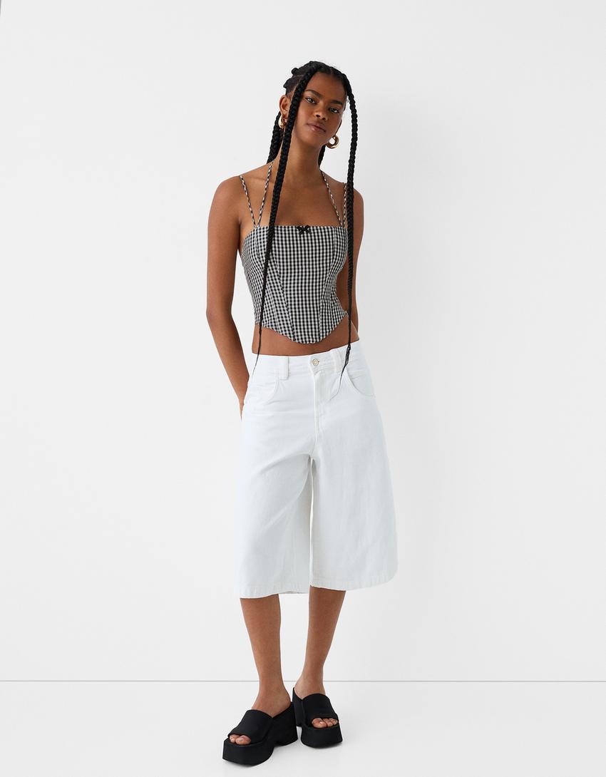 توب كورسيه بمربعات فيشي-أبيض-3