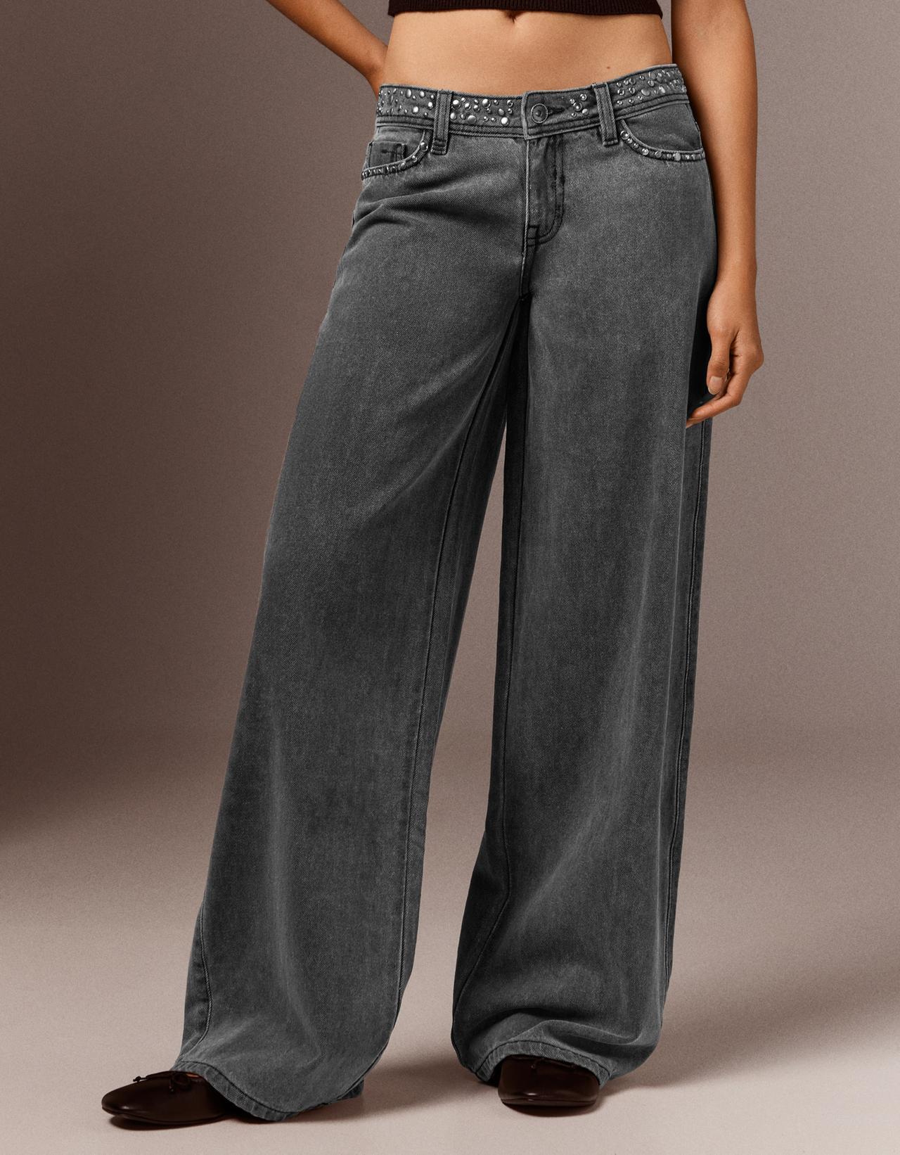 Straight-leg studded trousers — Dark grey