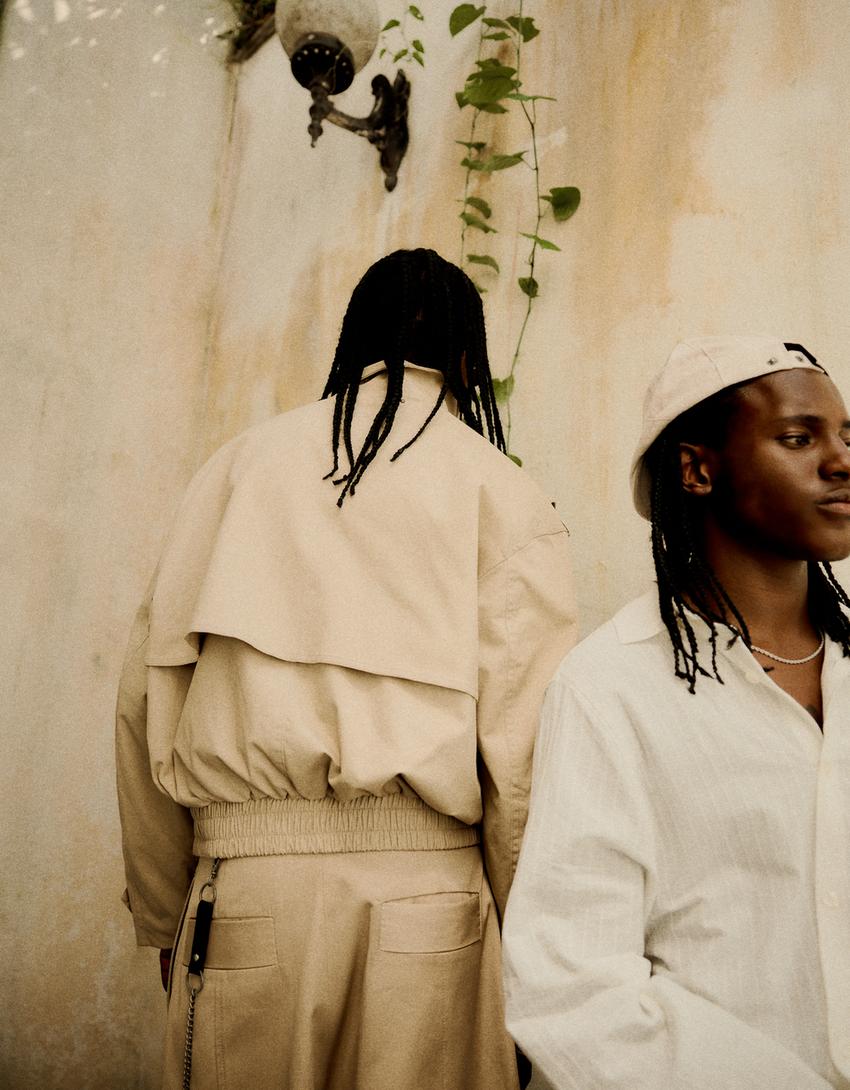 Cropped trench coat-Camel