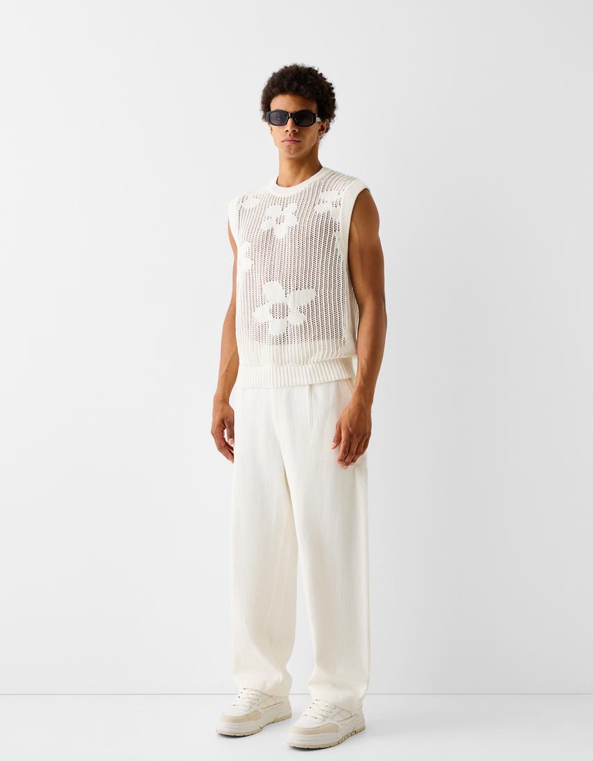 Colete estrutura rendilhado-Branco-3