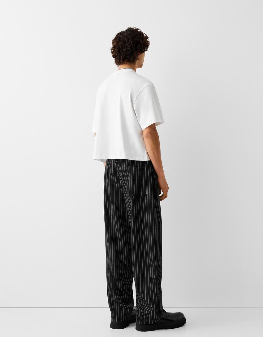 Pantalon balloon rayures tennis-Noir-2