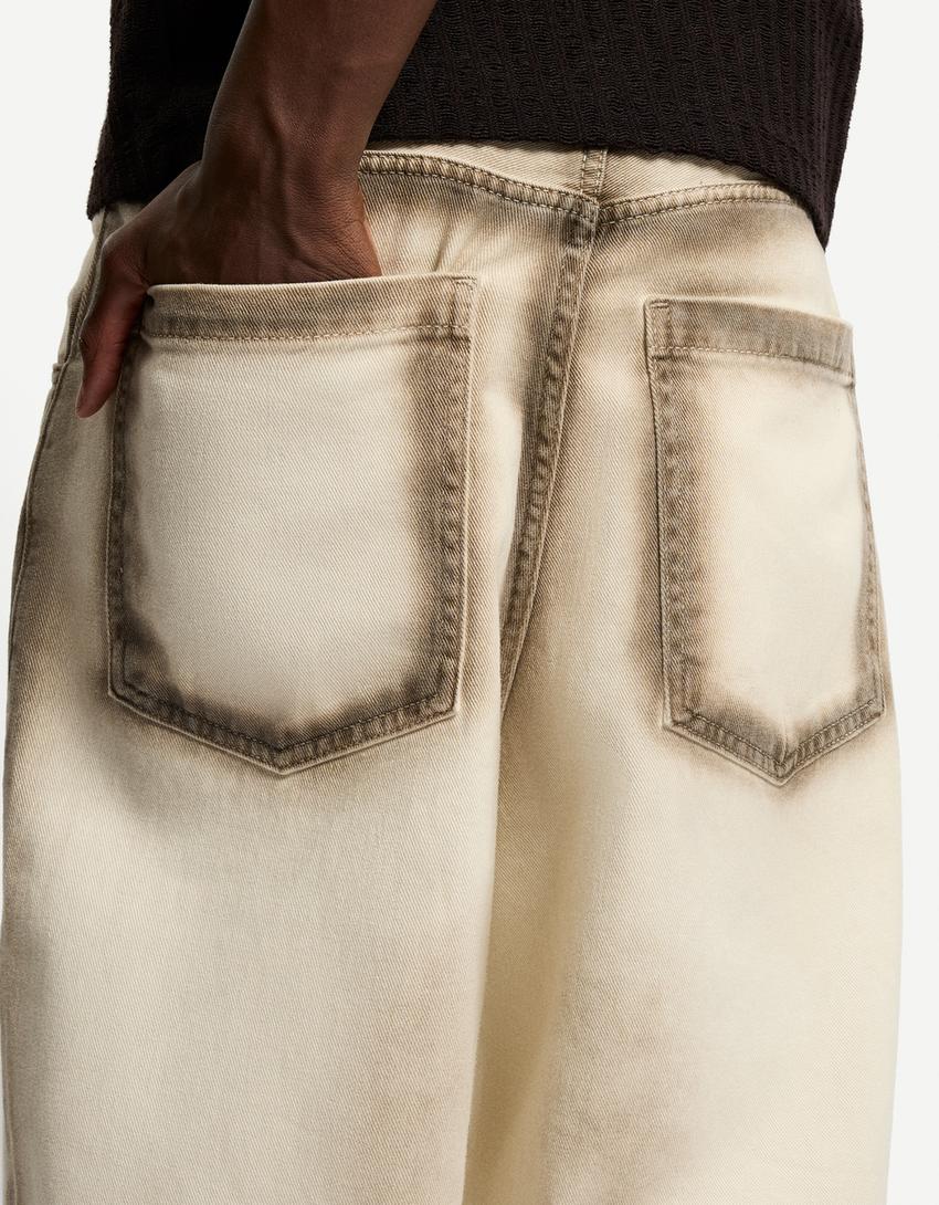 Super baggy printed trousers-Beige-2
