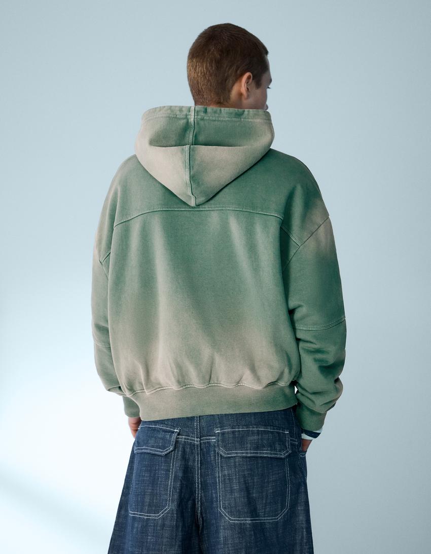 Faded boxy fit hoodie-Green