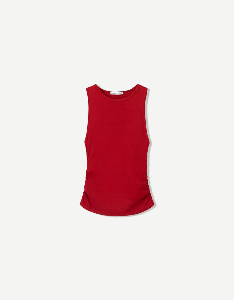 Gathered strappy T-shirt