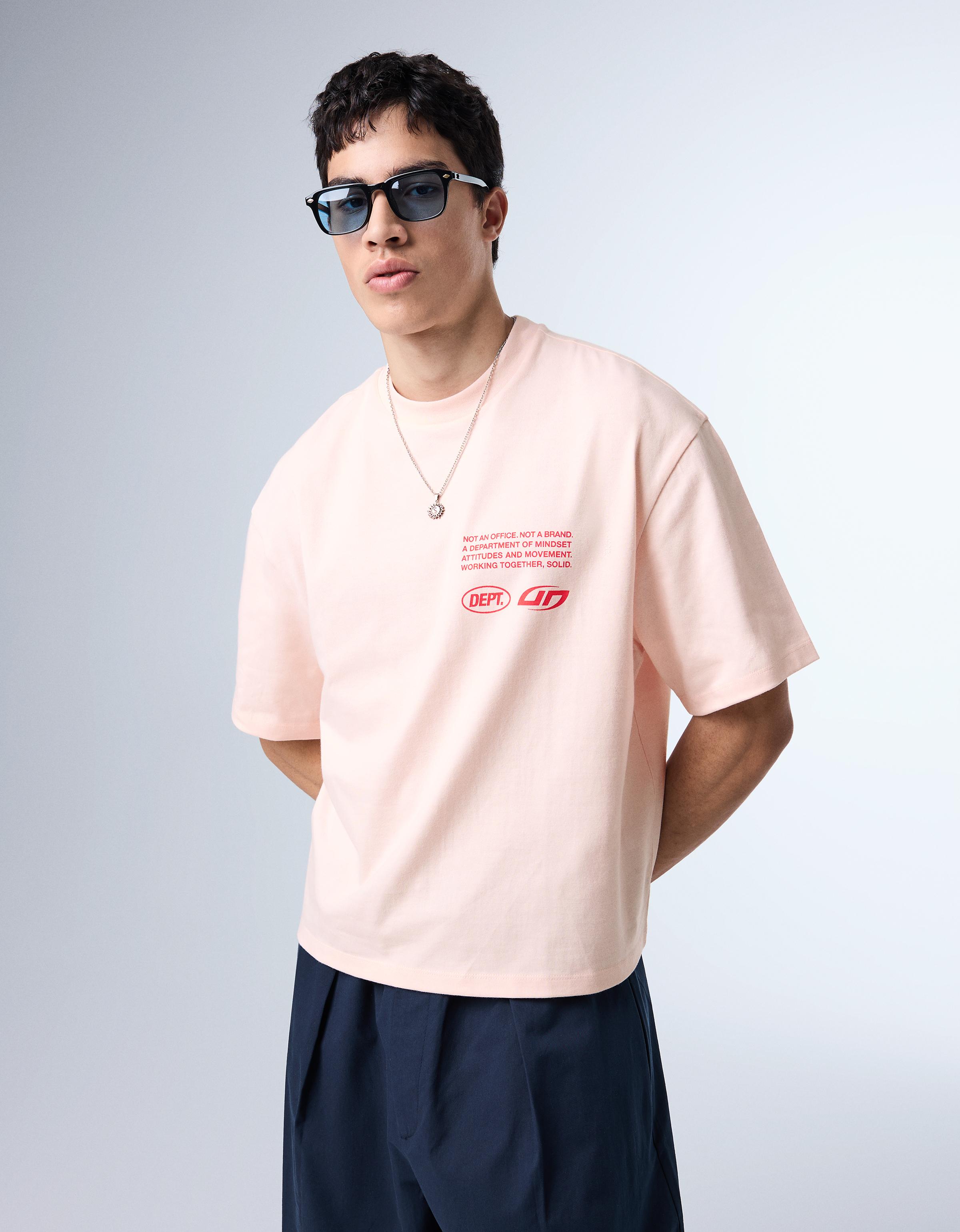 Camiseta Boxy Street Lettering Hombre M Rosa