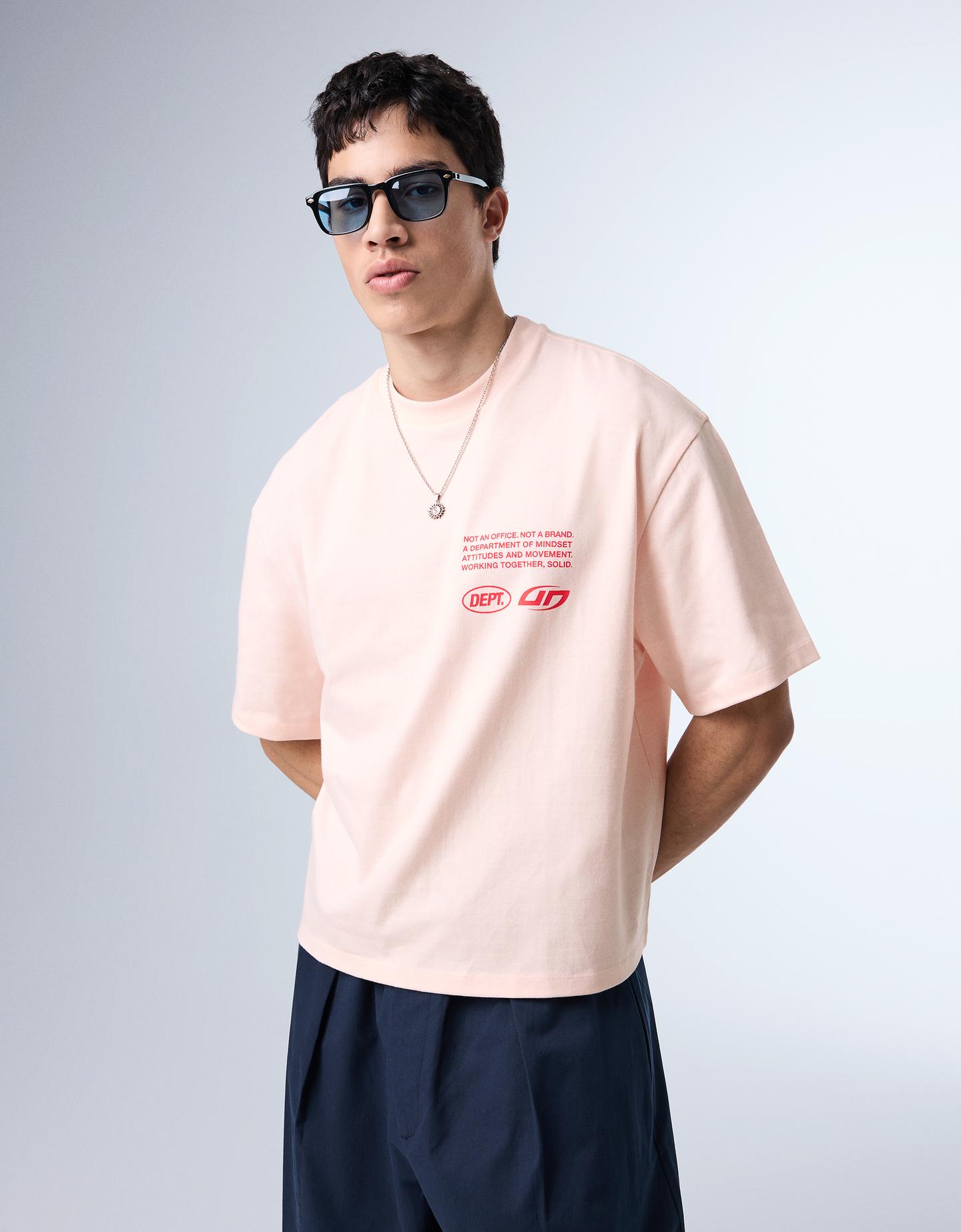 Bershka koszulka boxy z napisem street różowy