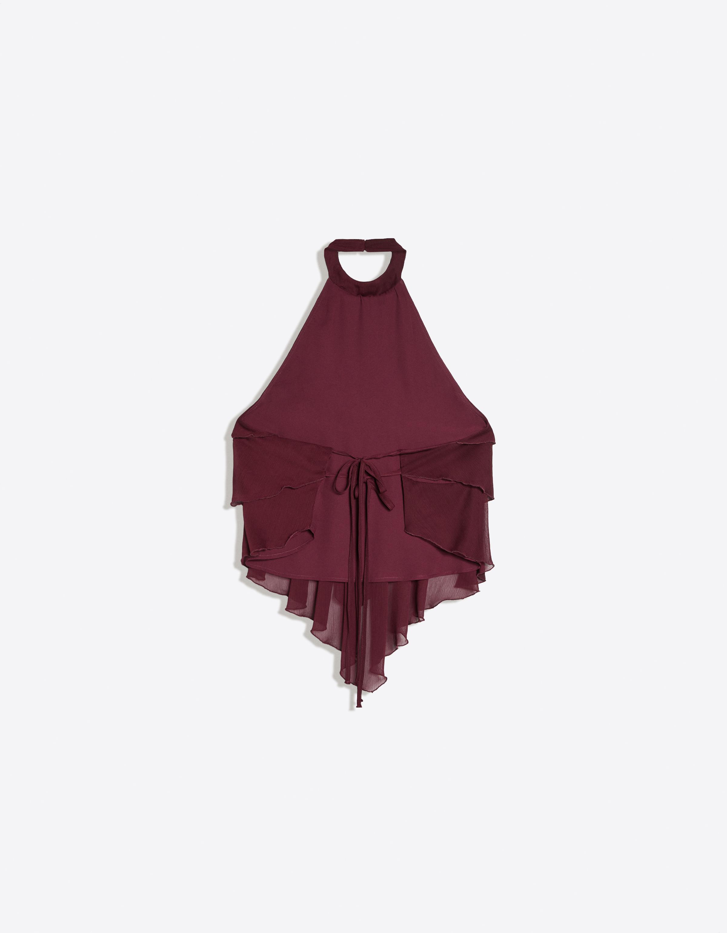 Ruffle halter neck top — Maroon