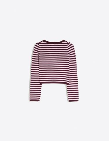 V-neck stripe buckle jumper — Pink 7