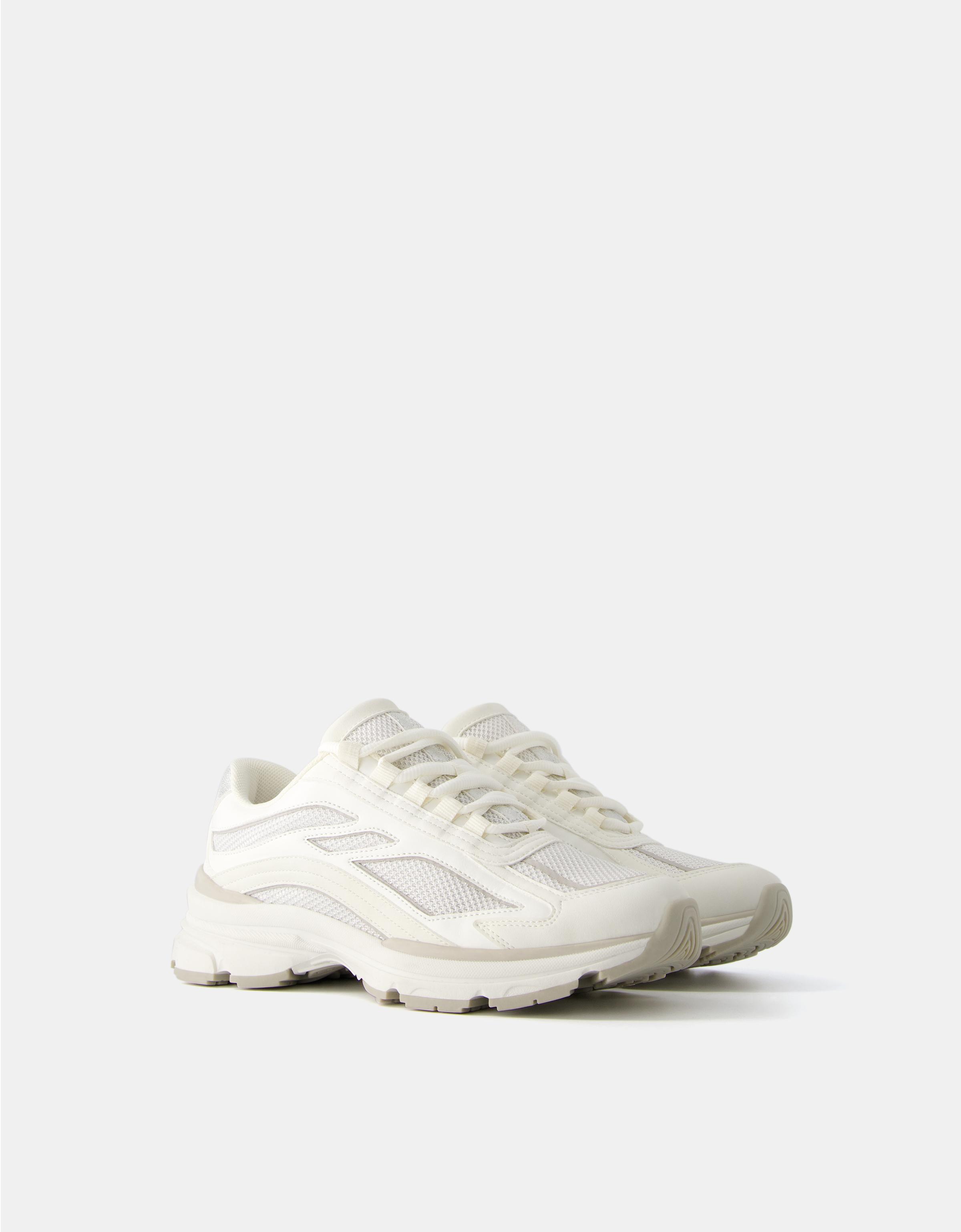 Bershka Kombinierte Sneaker Mit Mesh Damen 40 Weiss